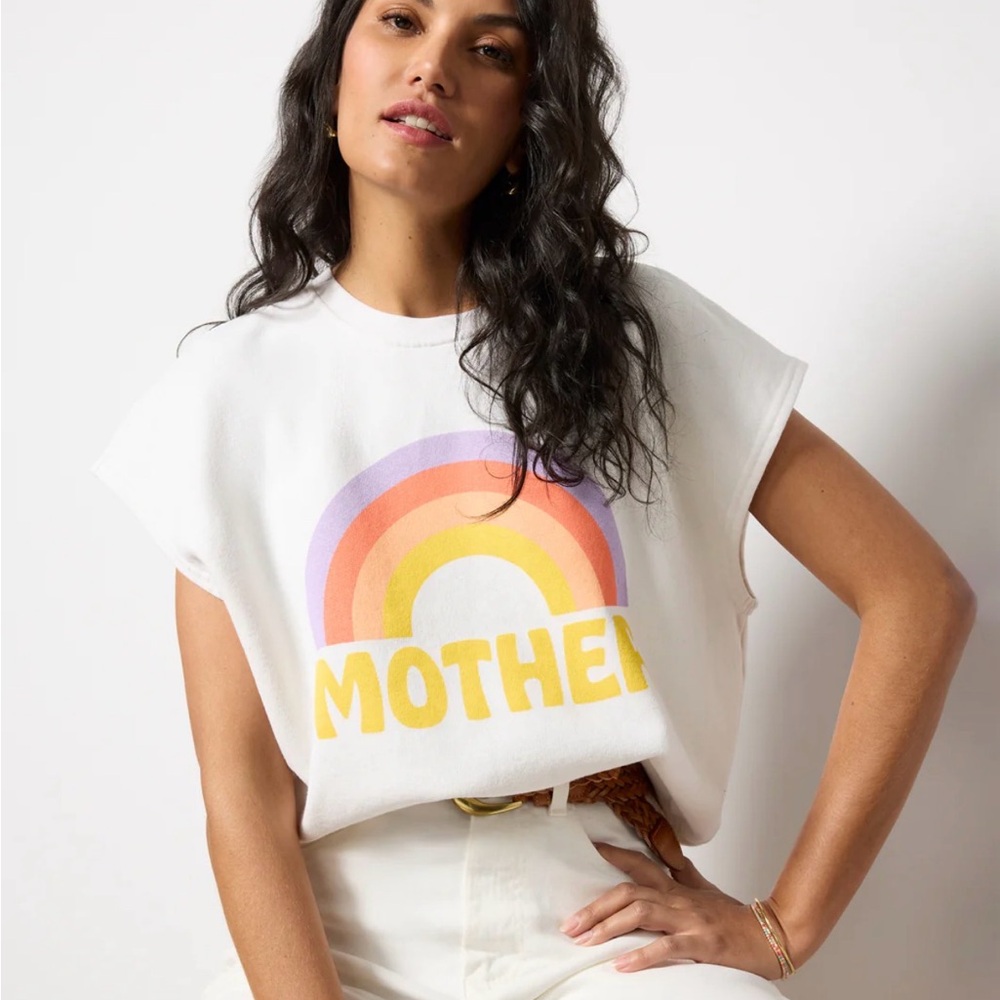 MOTHER White Rainbow Graphic Sweatshirt